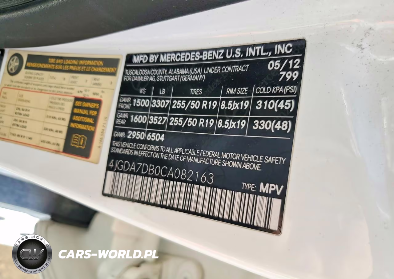 2012 Mercedes-Benz Ml 550 4Matic VIN:4JGDA7DB0CA082163 - 12