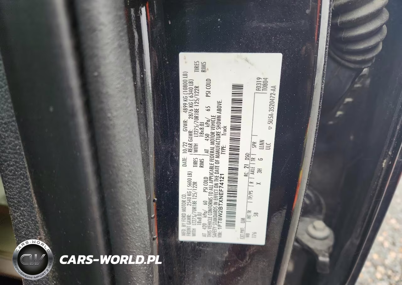 2022 Ford F250 Super Duty VIN:1FT8W2BTXNEF74121 - 12