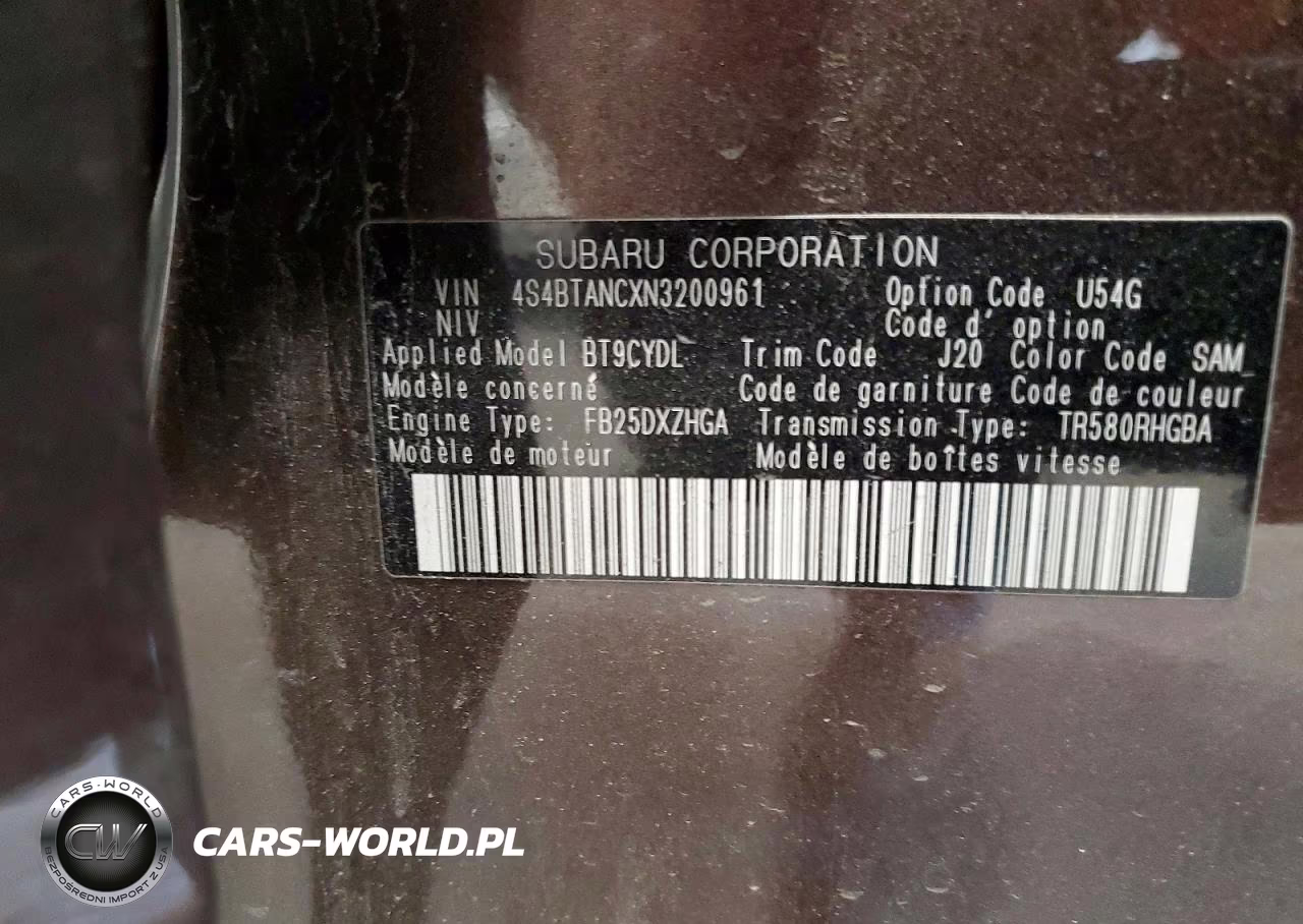 2022 Subaru Outback Limited VIN:4S4BTANCXN3200961 - 13