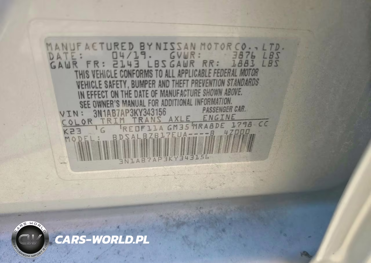 2019 Nissan Sentra S VIN:3N1AB7AP3KY343156 - 12