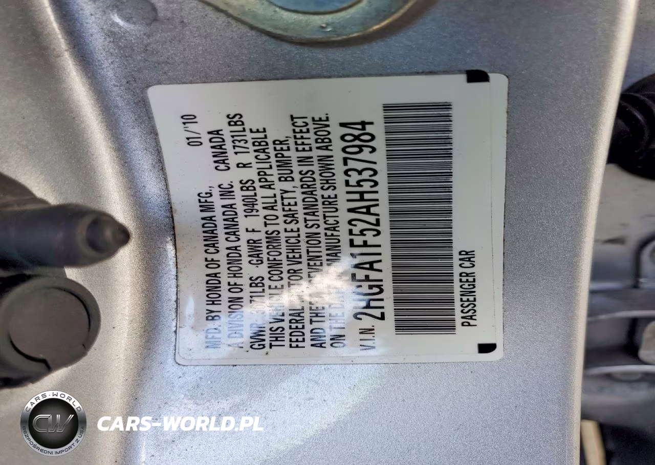 2010 Honda Civic Lx VIN:2HGFA1F52AH537984 - 12