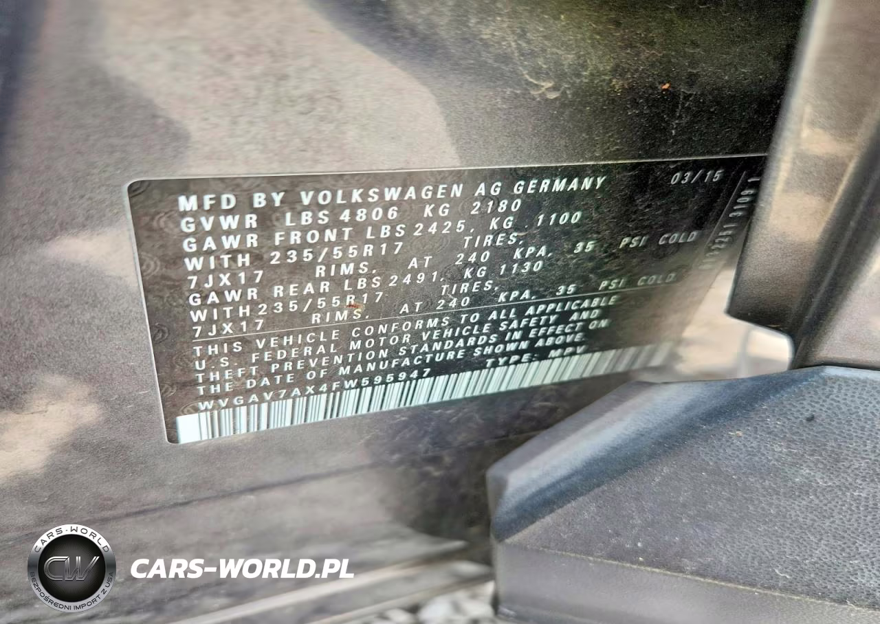 2015 Volkswagen Tiguan S VIN:WVGAV7AX4FW595947 - 13