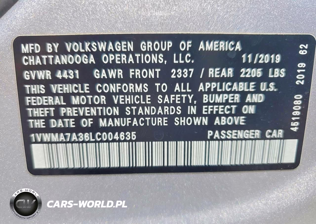 2020 Volkswagen Passat R-Line VIN:1VWMA7A36LC004635 - 12