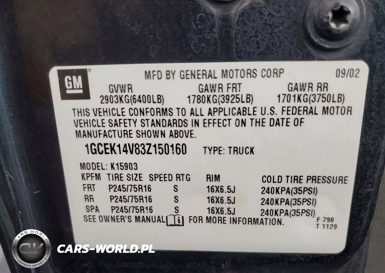 2003 Chevrolet Silverado K1500 VIN:1GCEK14V83Z150160 - 12