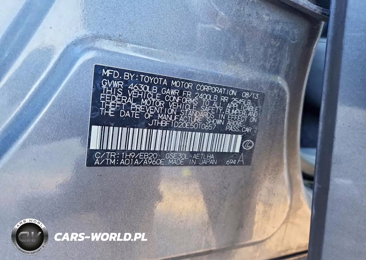 2014 Lexus Is 250 VIN:JTHBF1D20E5010657 - 12