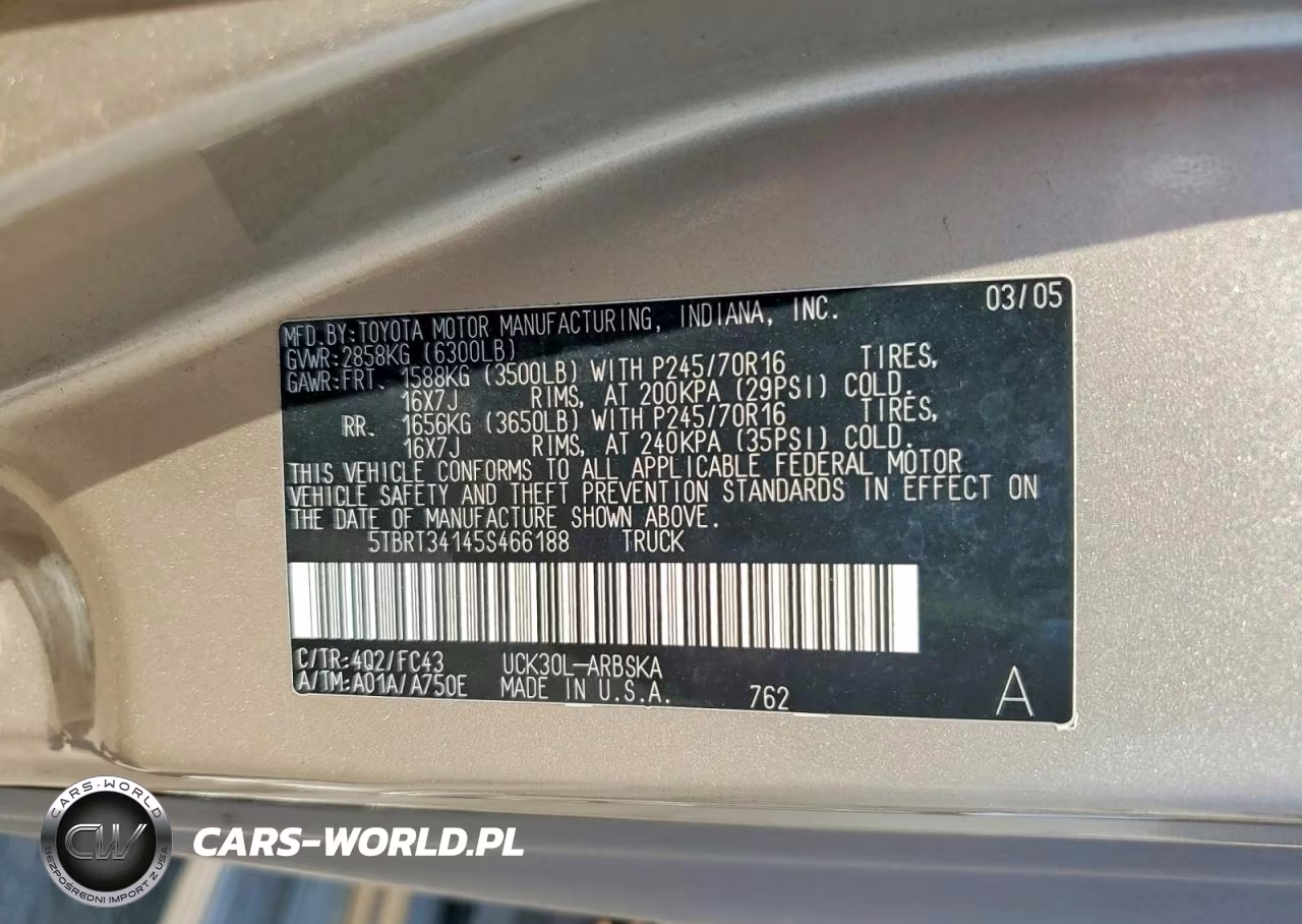 2005 Toyota Tundra Access Cab Sr5 VIN:5TBRT34145S466188 - 12