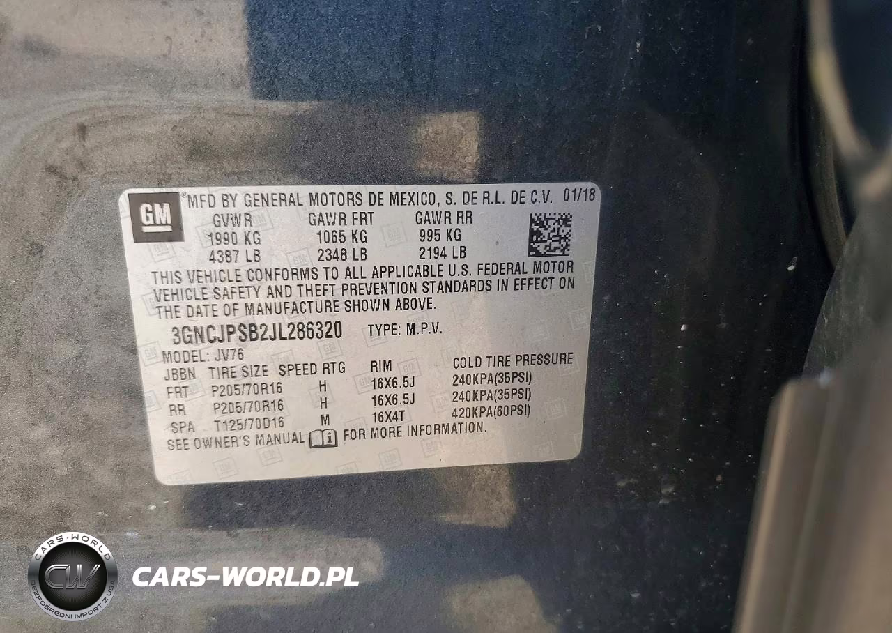 2018 Chevrolet Trax 1Lt VIN:3GNCJPSB2JL286320 - 12