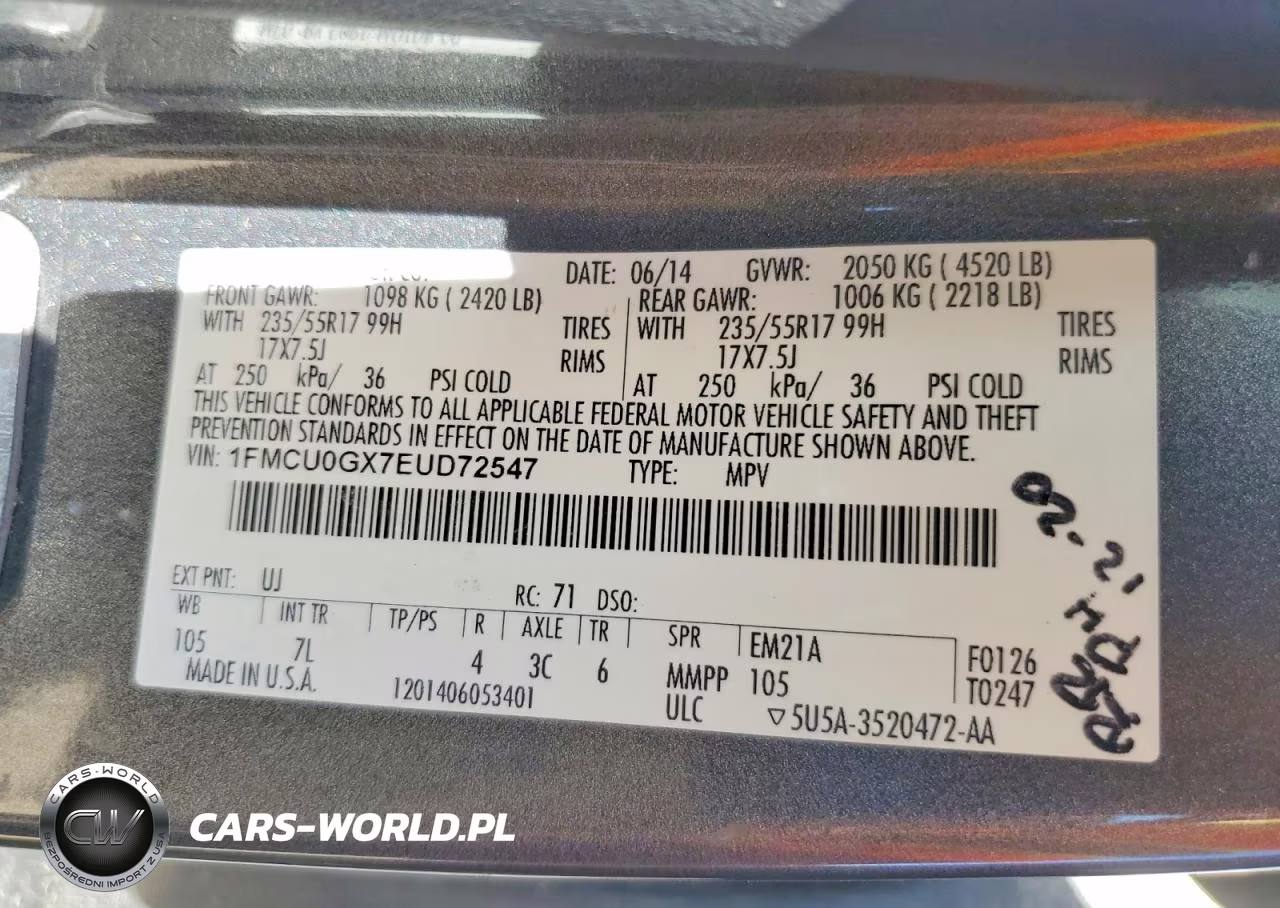 2014 Ford Escape Se VIN:1FMCU0GX7EUD72547 - 12