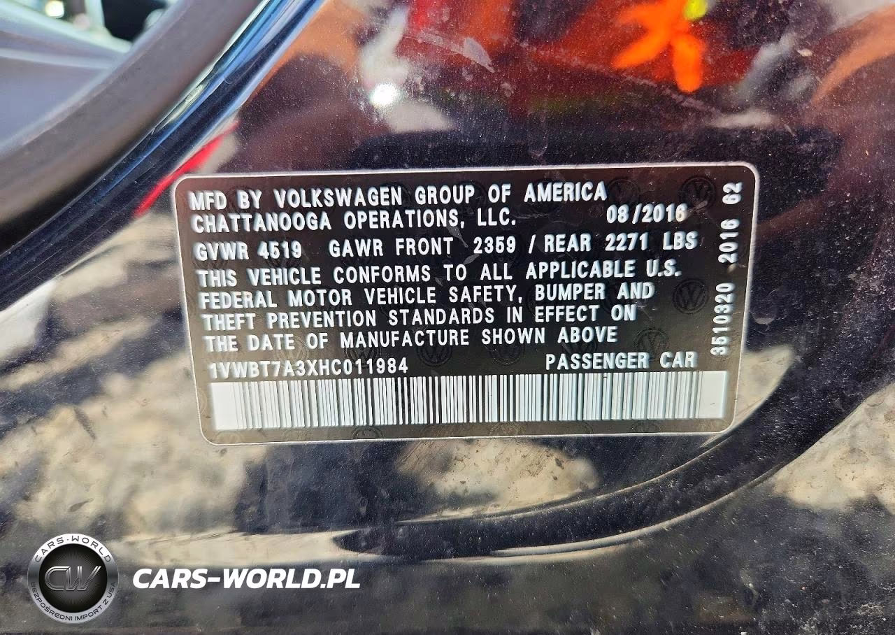 2017 Volkswagen Passat Se VIN:1VWBT7A3XHC011984 - 12