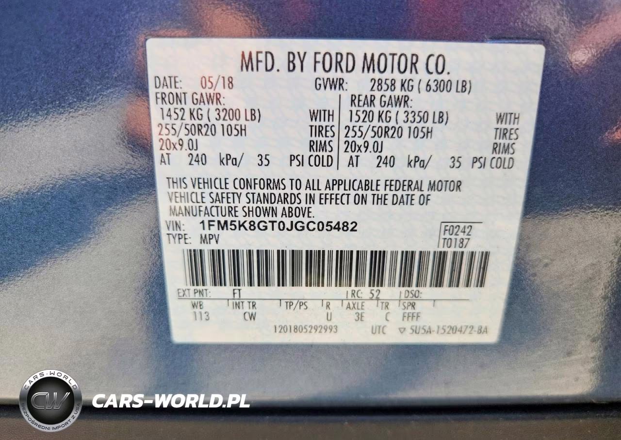 2018 Ford Explorer Sport VIN:1FM5K8GT0JGC05482 - 14
