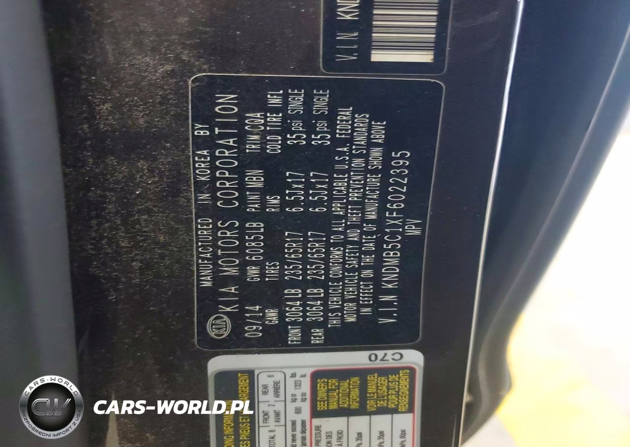 2015 Kia Sedona Lx VIN:KNDMB5C1XF6022395 - 13