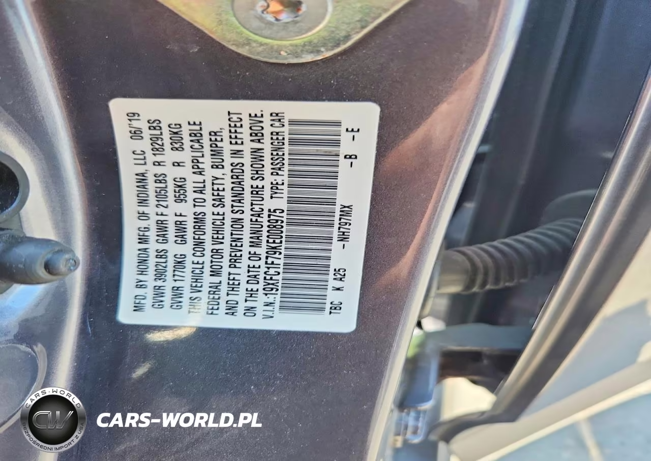 2019 Honda Civic Exl VIN:19XFC1F79KE008975 - 13