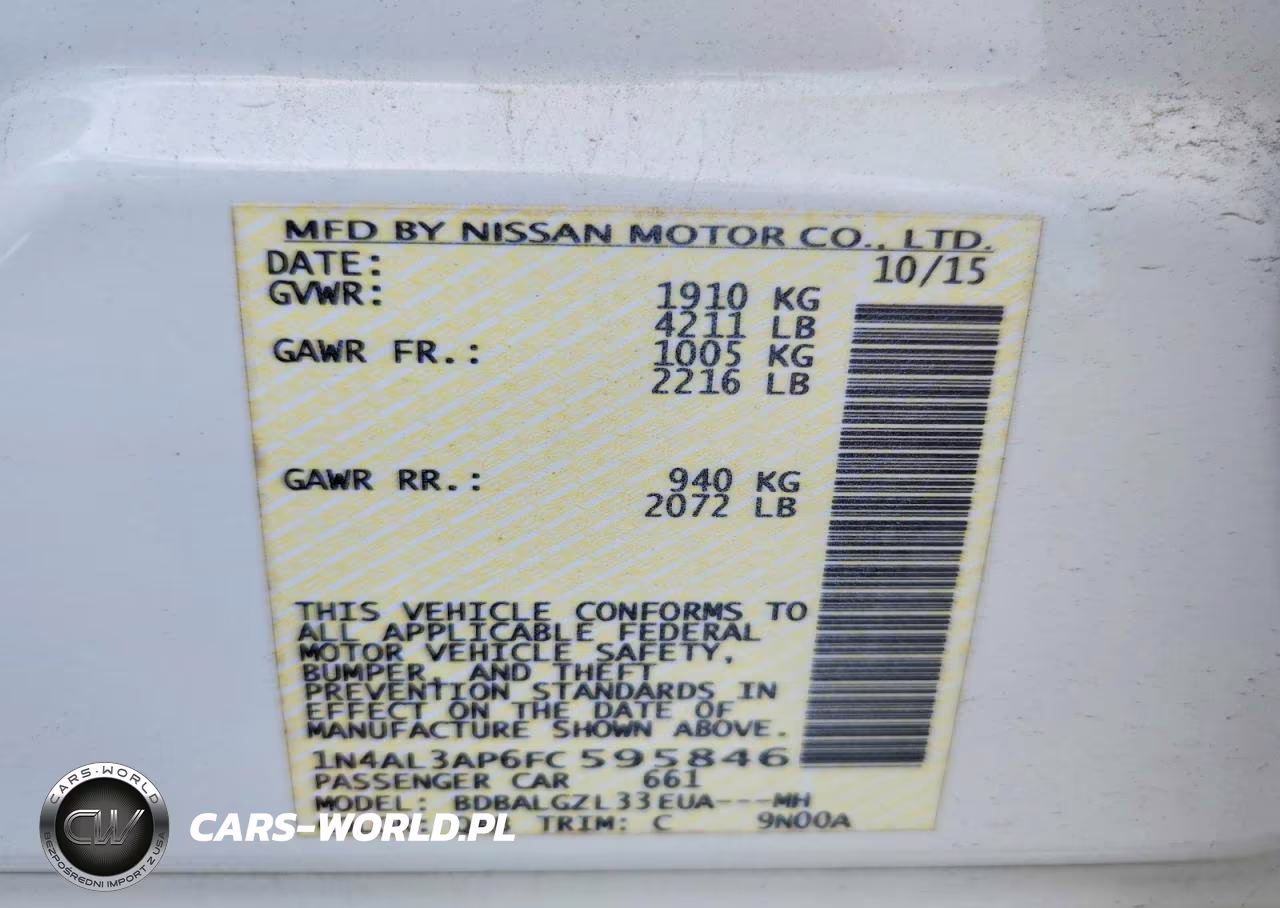 2015 Nissan Altima 2.5 S VIN:1N4AL3AP6FC595846 - 12