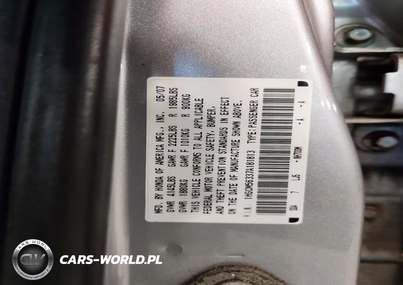 2007 Honda Accord Se VIN:1HGCM56337A181813 - 13