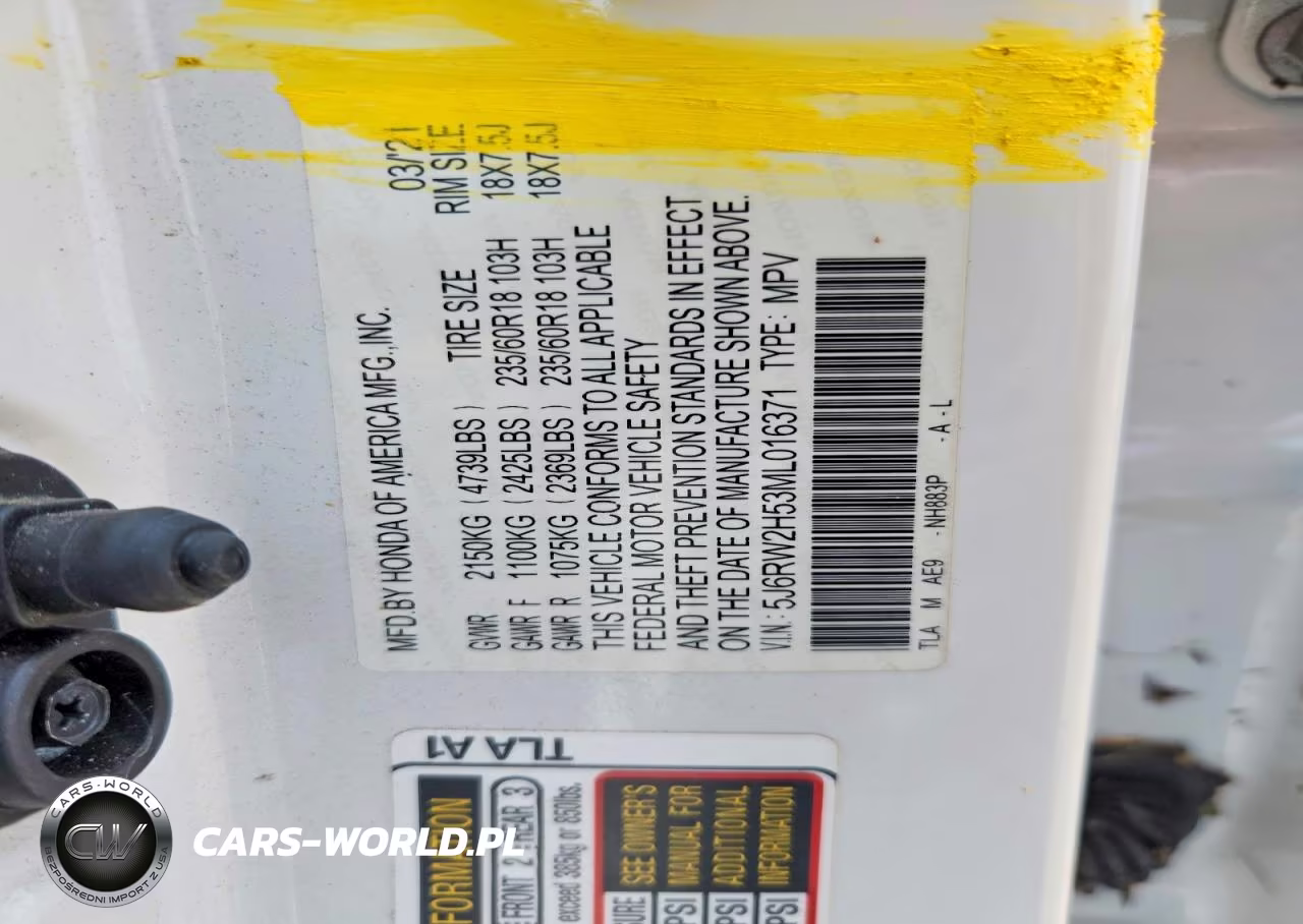 2021 Honda Cr-V Ex VIN:5J6RW2H53ML016371 - 14