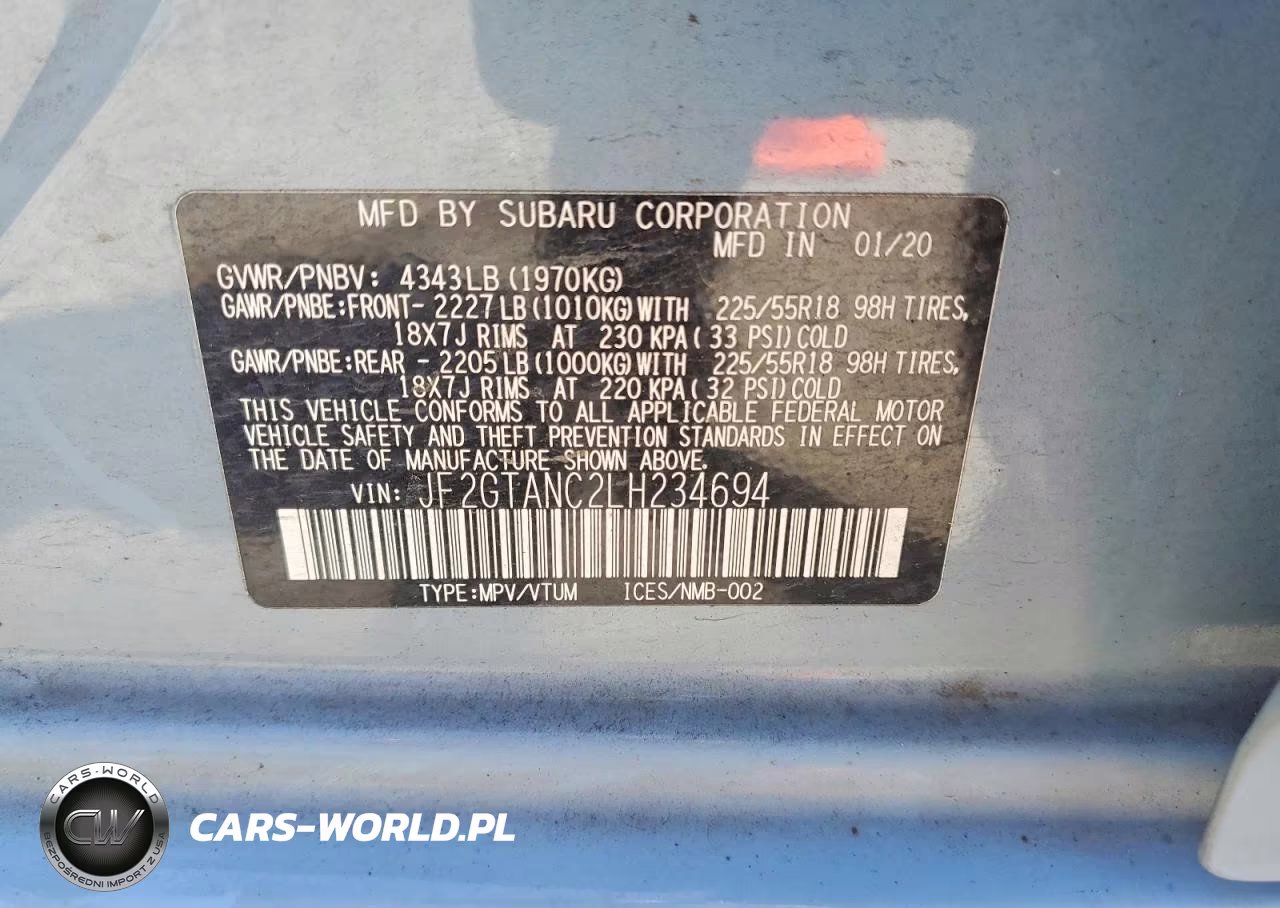2020 Subaru Crosstrek Limited VIN:JF2GTANC2LH234694 - 13