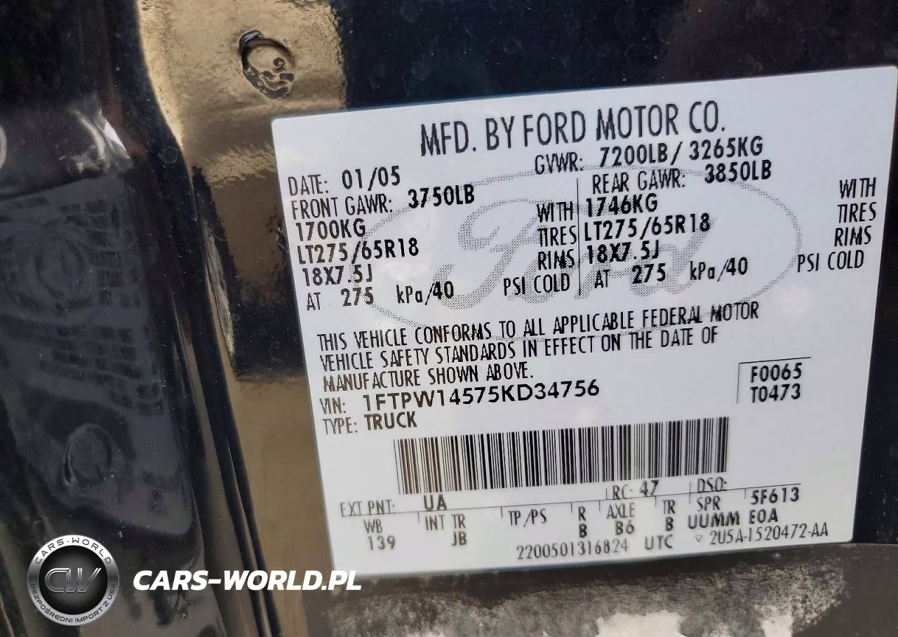 2005 Ford F150 Supercrew VIN:1FTPW14575KD34756 - 12