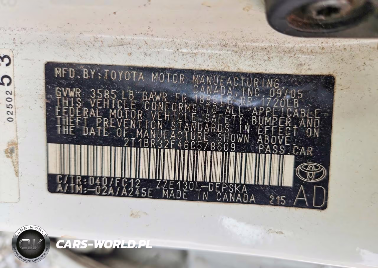2006 Toyota Corolla S VIN:2T1BR32E46C578609 - 12
