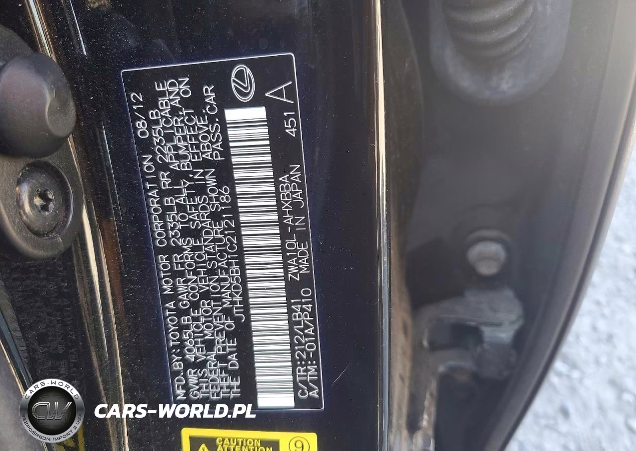 2012 Lexus Ct 200 VIN:JTHKD5BH1C2121186 - 12