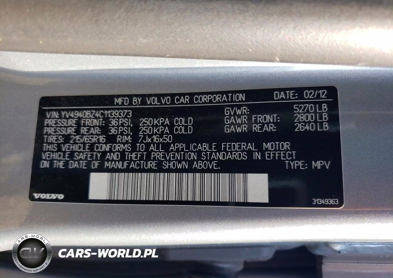 2012 Volvo Xc70 3.2 VIN:YV4940BZ4C1139373 - 13