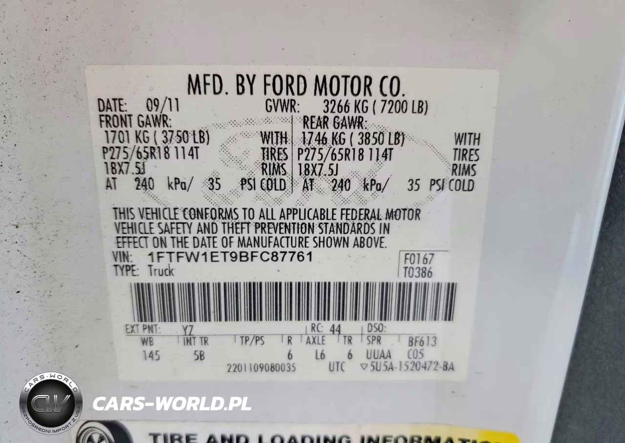 2011 Ford F150 Supercrew VIN:1FTFW1ET9BFC87761 - 13