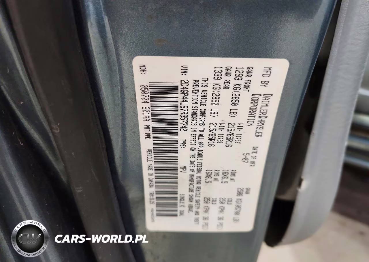 2007 Dodge Grand Caravan Sxt VIN:2D4GP44L67R357742 - 13