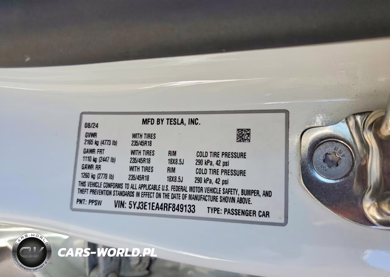 2024 Tesla Model 3 VIN:5YJ3E1EA4RF849133 - 12