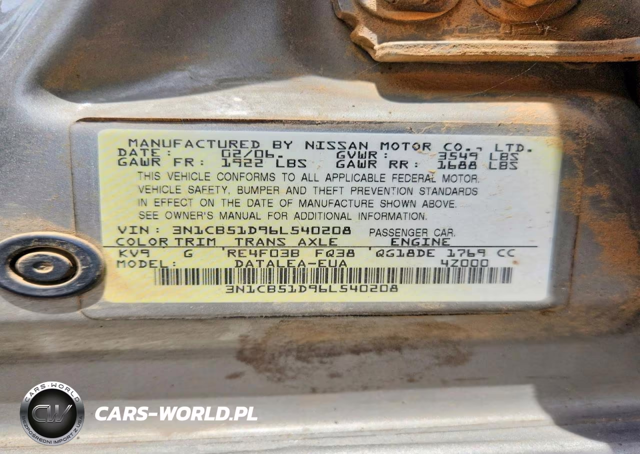 2006 Nissan Sentra 1.8 VIN:3N1CB51D96L540208 - 12