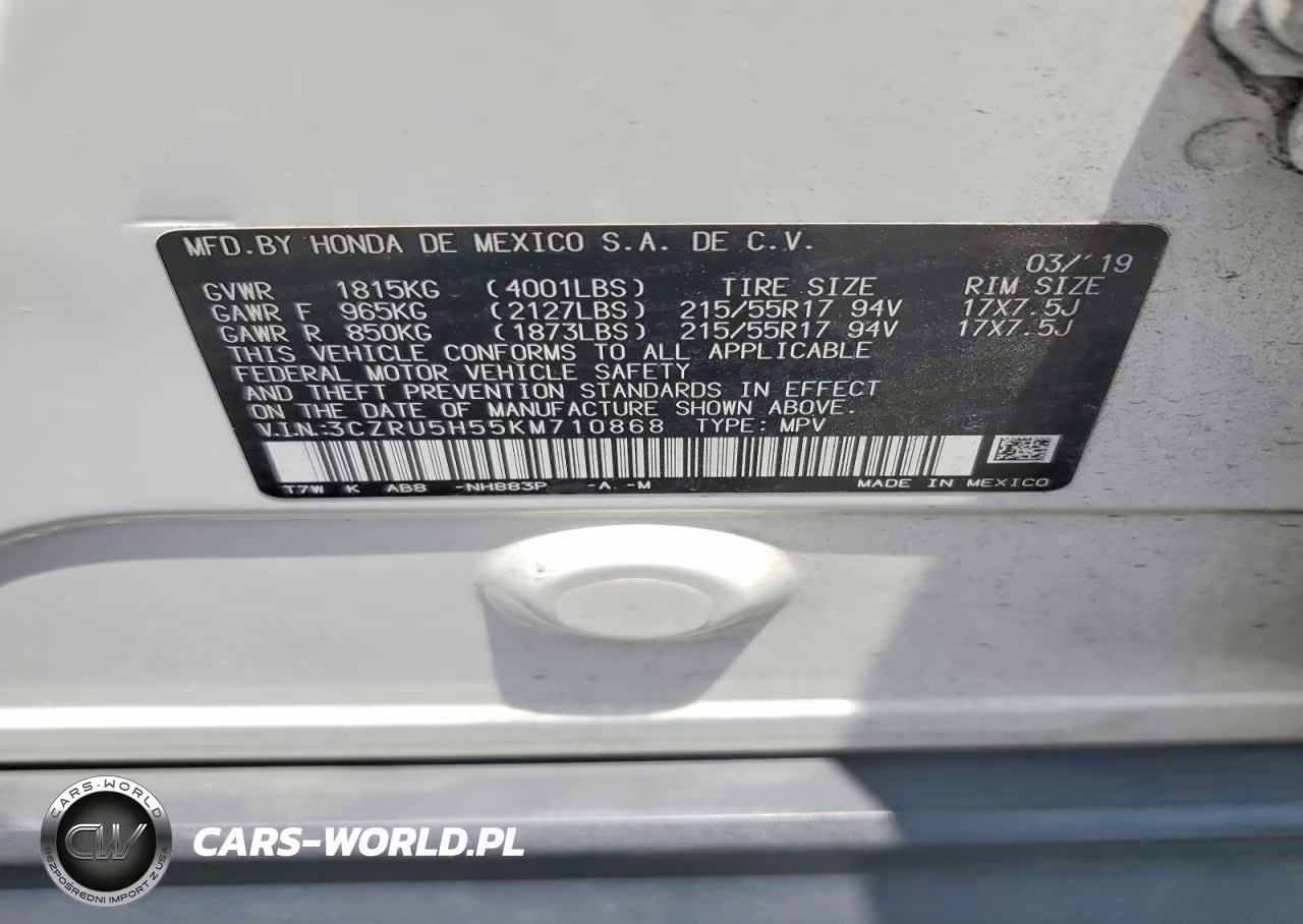 2019 Honda Hr-V Ex VIN:3CZRU5H55KM710868 - 12