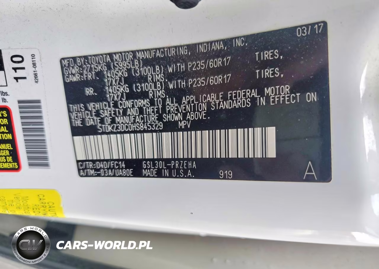 2017 Toyota Sienna Le VIN:5TDKZ3DC0HS845329 - 14