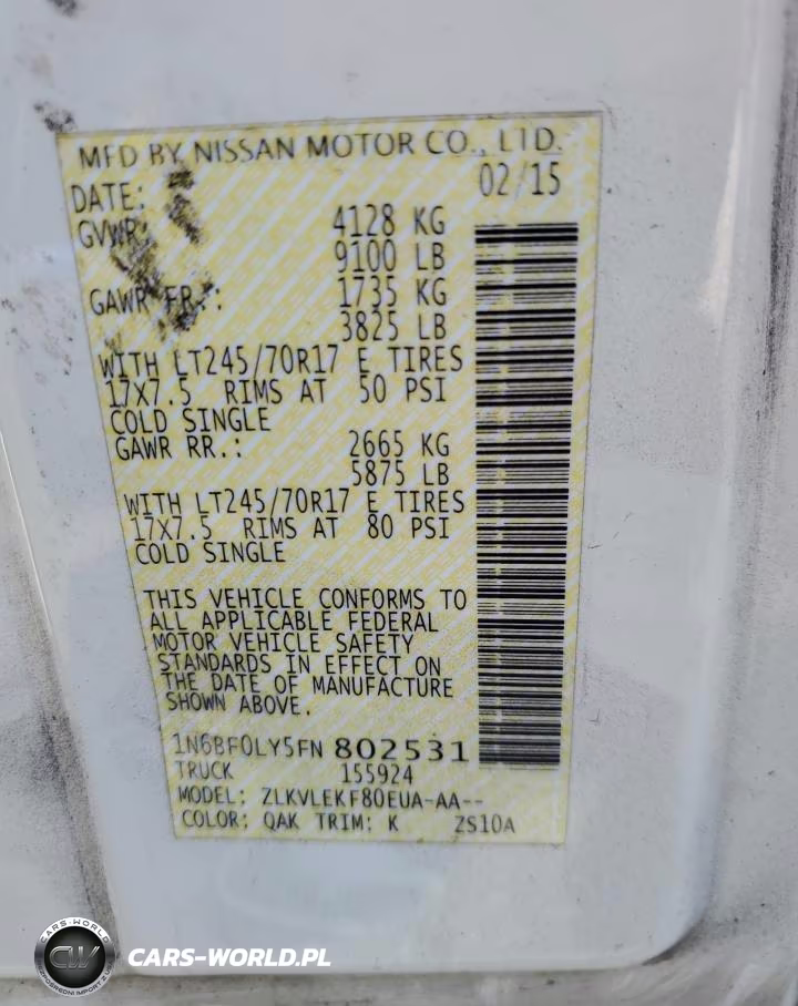 2015 Nissan Nv 2500 VIN:1N6BF0LY5FN802531 - 13
