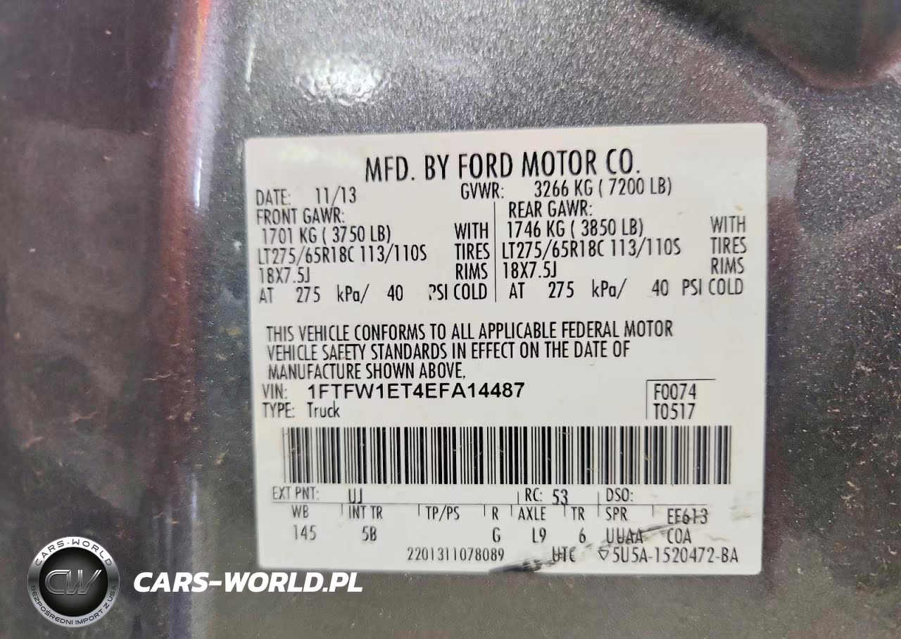 2014 Ford F150 Fx4 Supercrew 4Wd VIN:1FTFW1ET4EFA14487 - 12