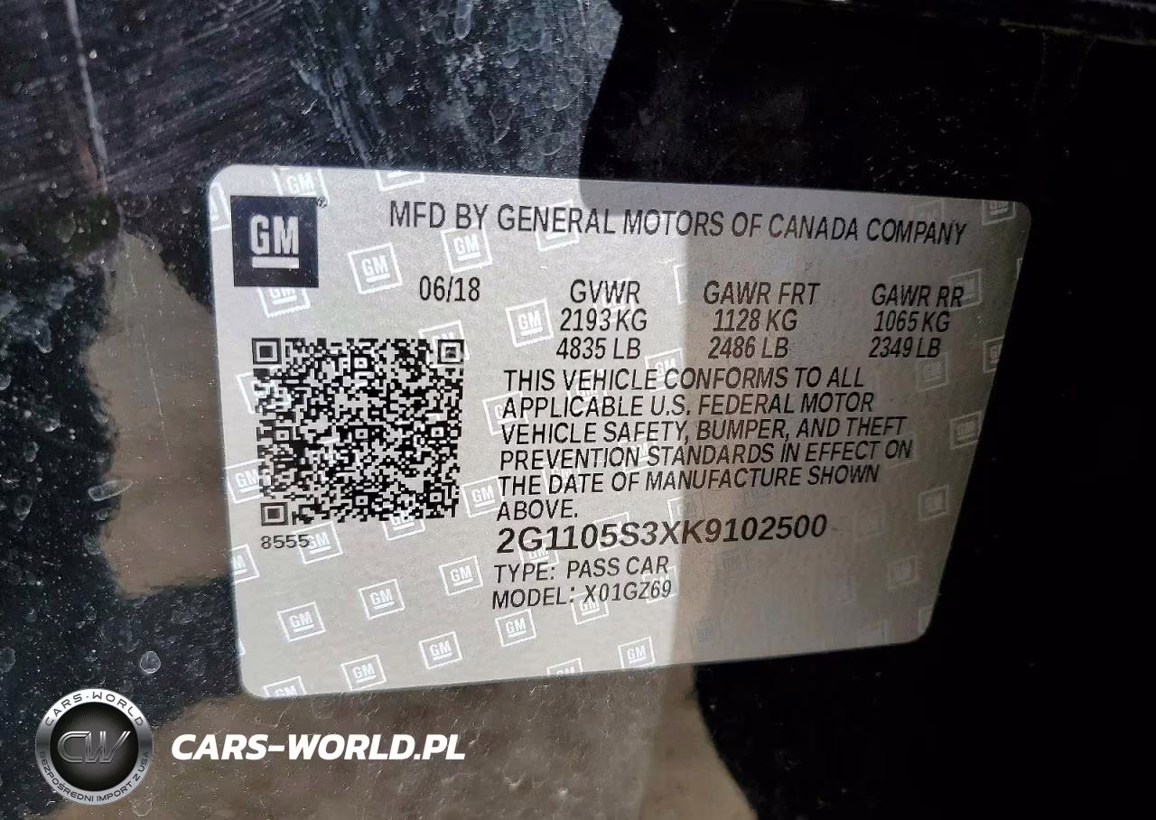 2019 Chevrolet Impala Premier VIN:2G1105S3XK9102500 - 12