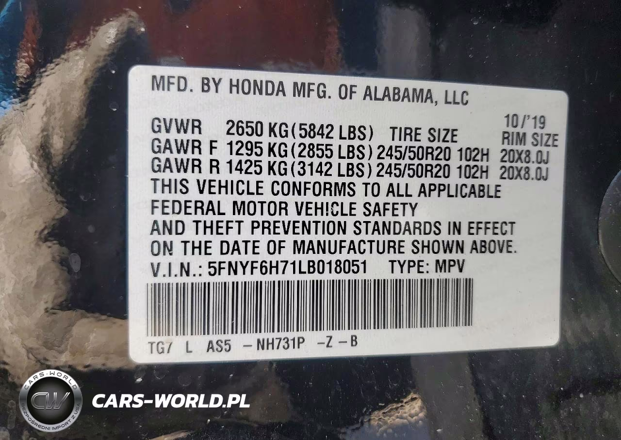 2020 Honda Pilot Black VIN:5FNYF6H71LB018051 - 13