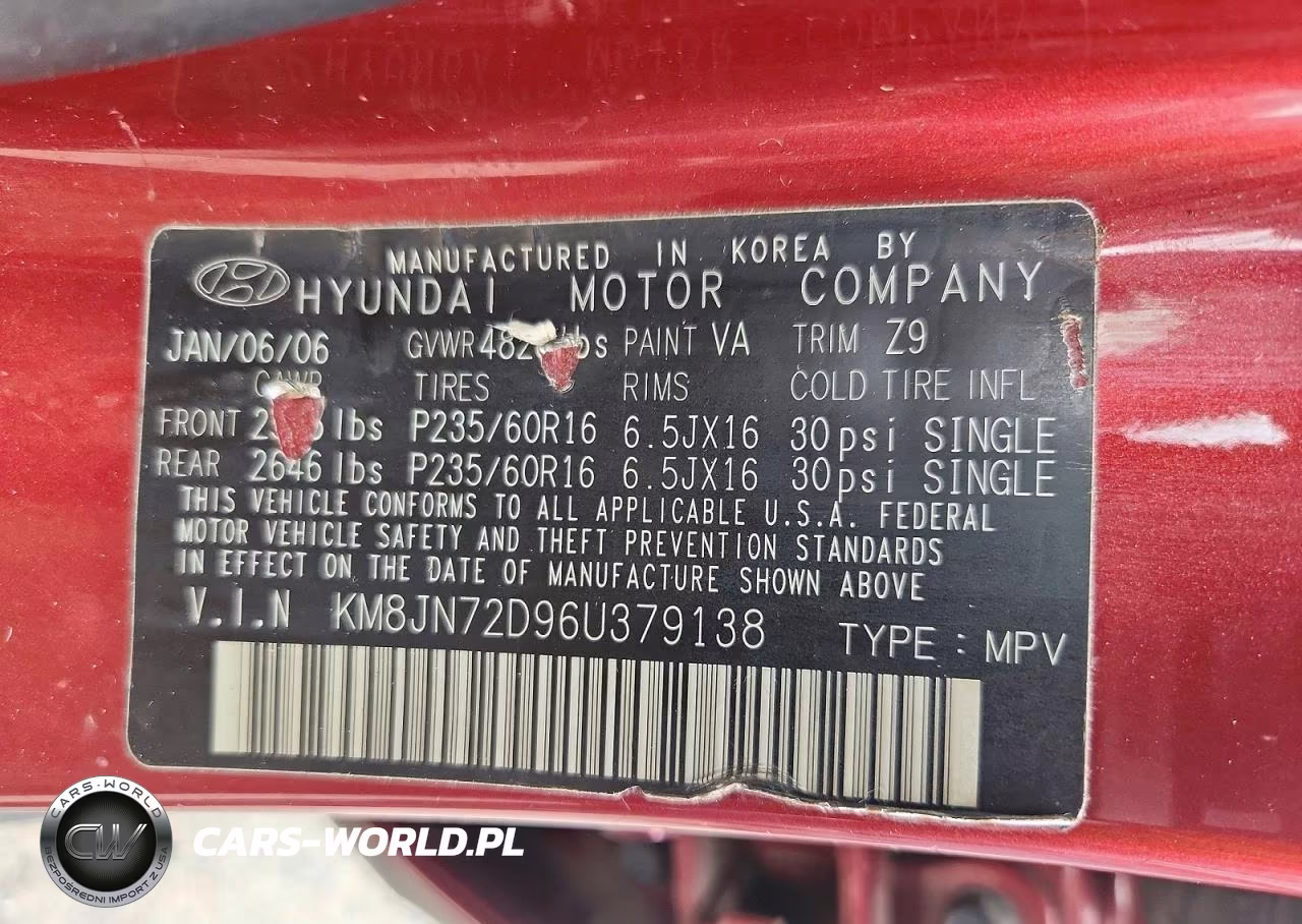 2006 Hyundai Tucson Gls VIN:KM8JN72D96U379138 - 13