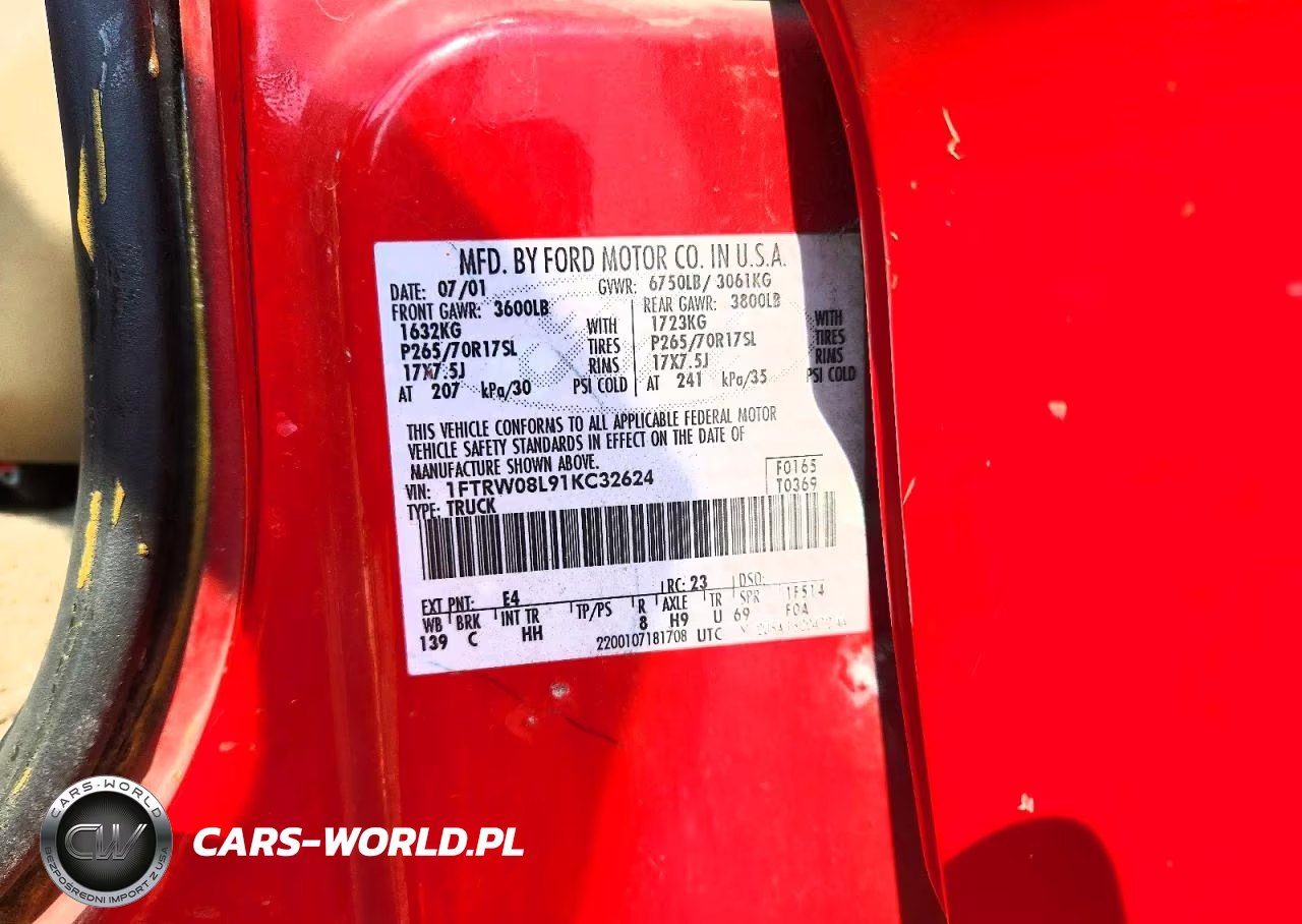 2001 Ford F150 Supercrew VIN:1FTRW08L91KC32624 - 12