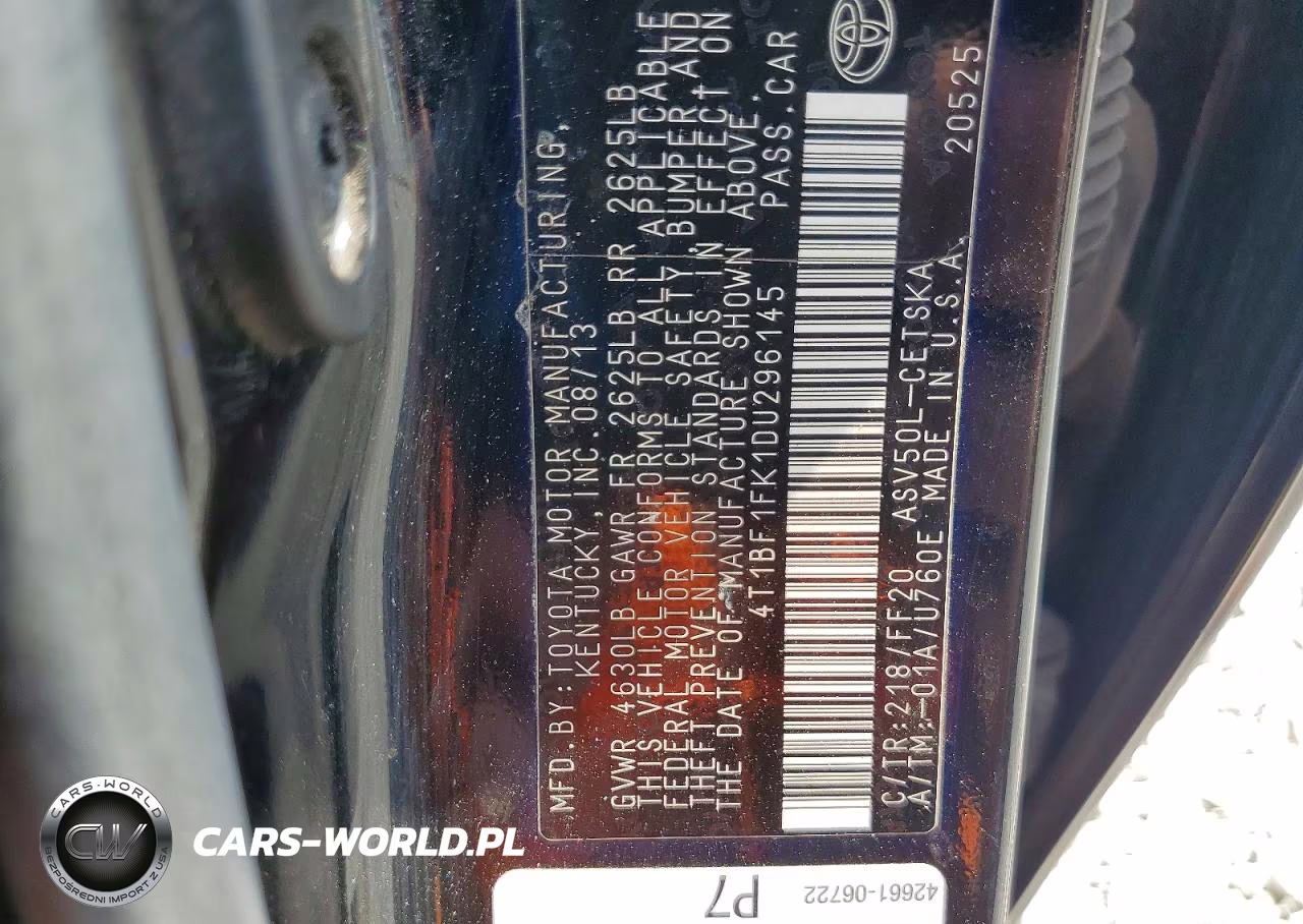 2013 Toyota Camry Se VIN:4T1BF1FK1DU296145 - 12