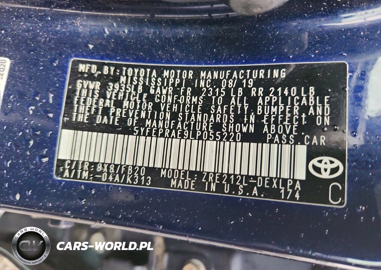 2020 Toyota Corolla Le VIN:5YFEPRAE9LP055220 - 12