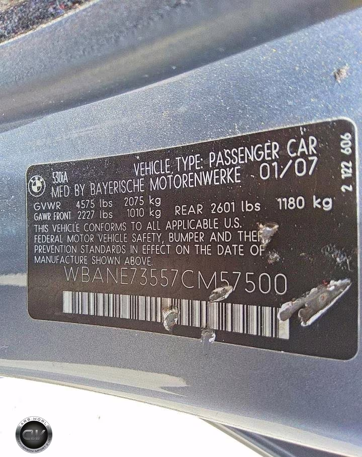 2007 BMW 530 I VIN:WBANE73557CM57500 - 12