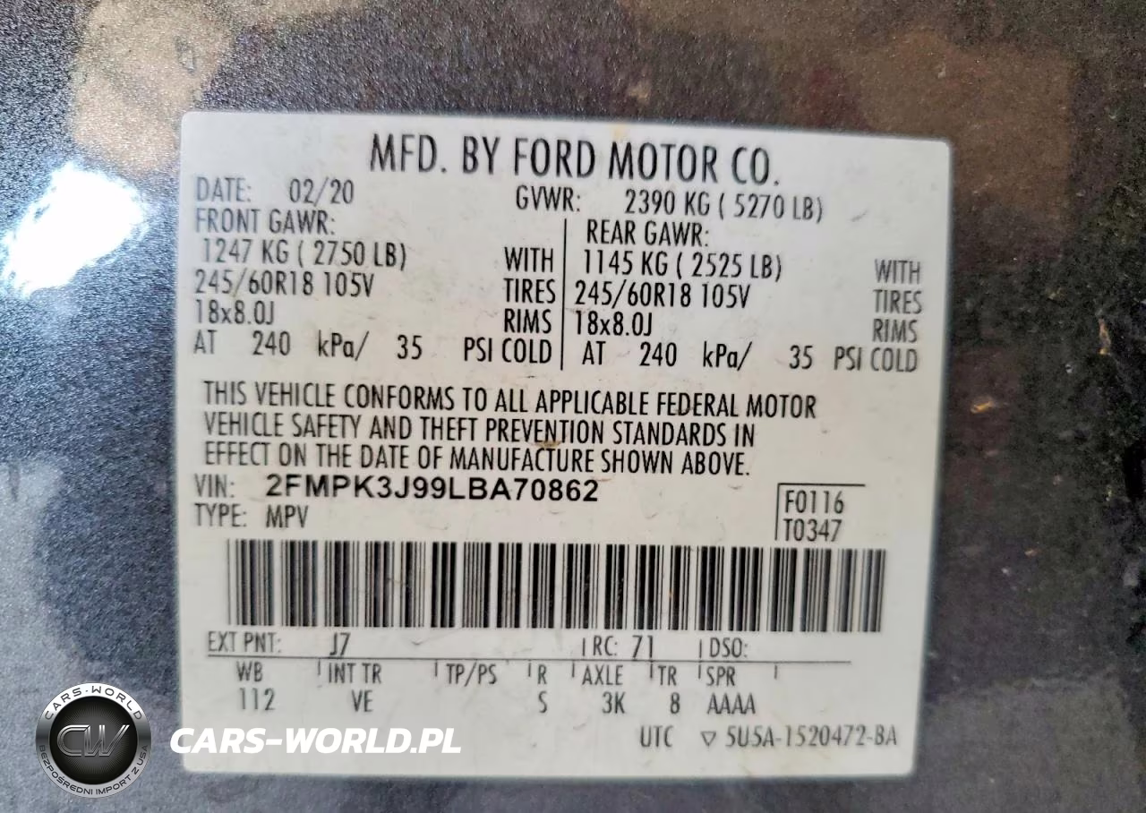 2020 Ford Edge Sel VIN:2FMPK3J99LBA70862 - 12