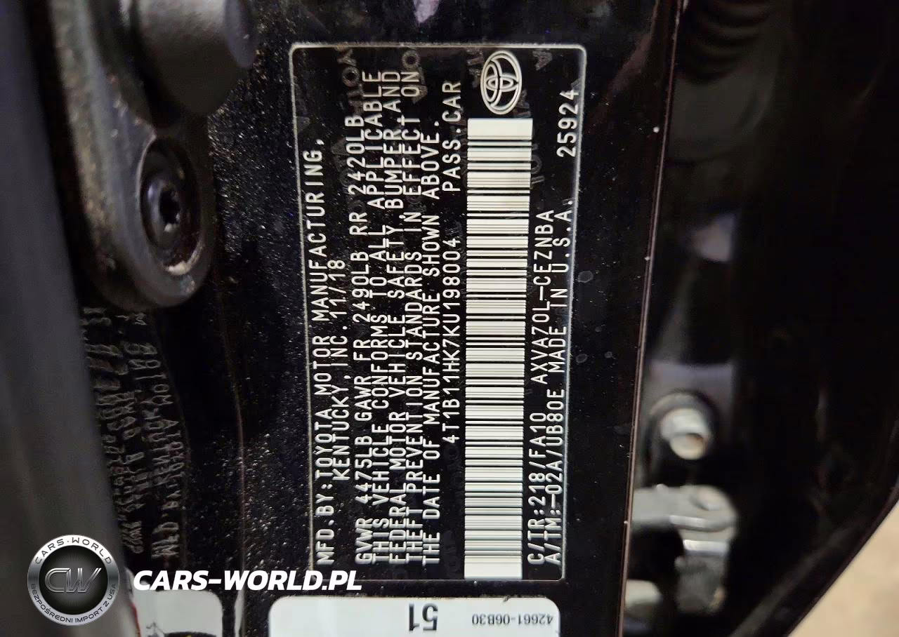 2019 Toyota Camry Le VIN:4T1B11HK7KU198004 - 12