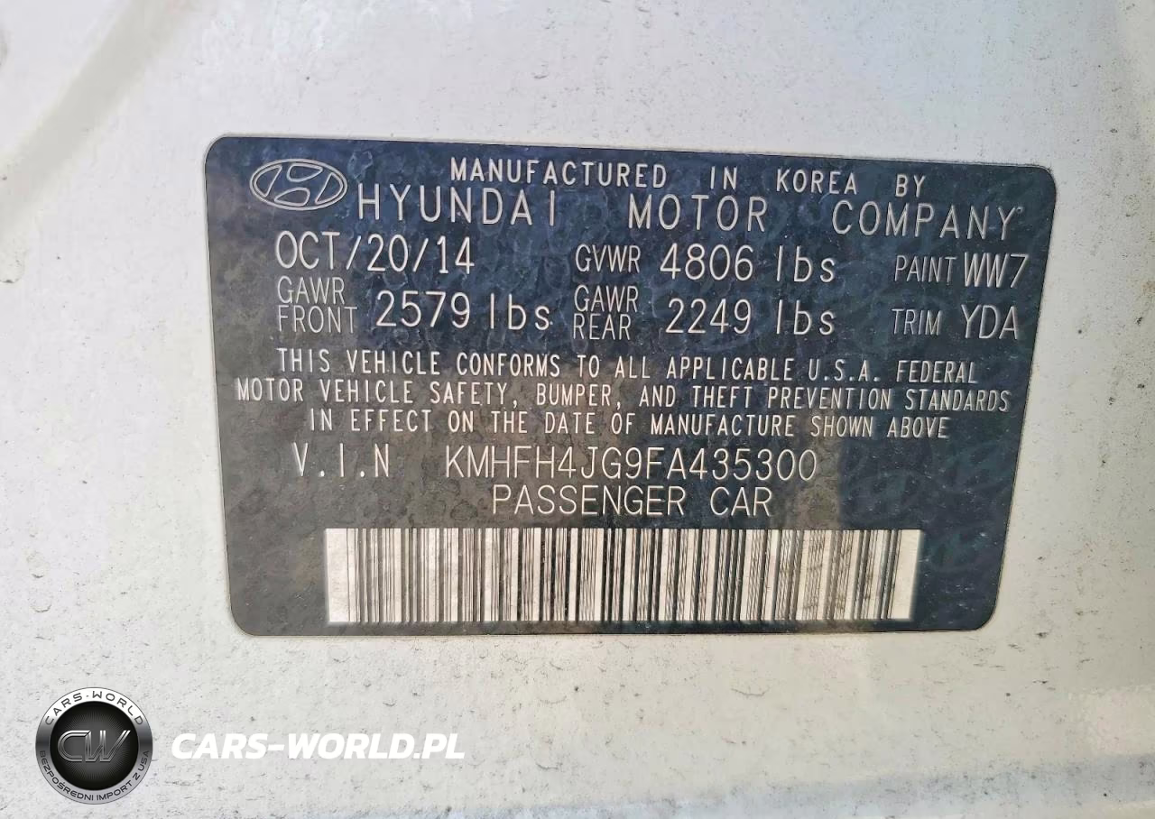 2015 Hyundai Azera Limited VIN:KMHFH4JG9FA435300 - 12