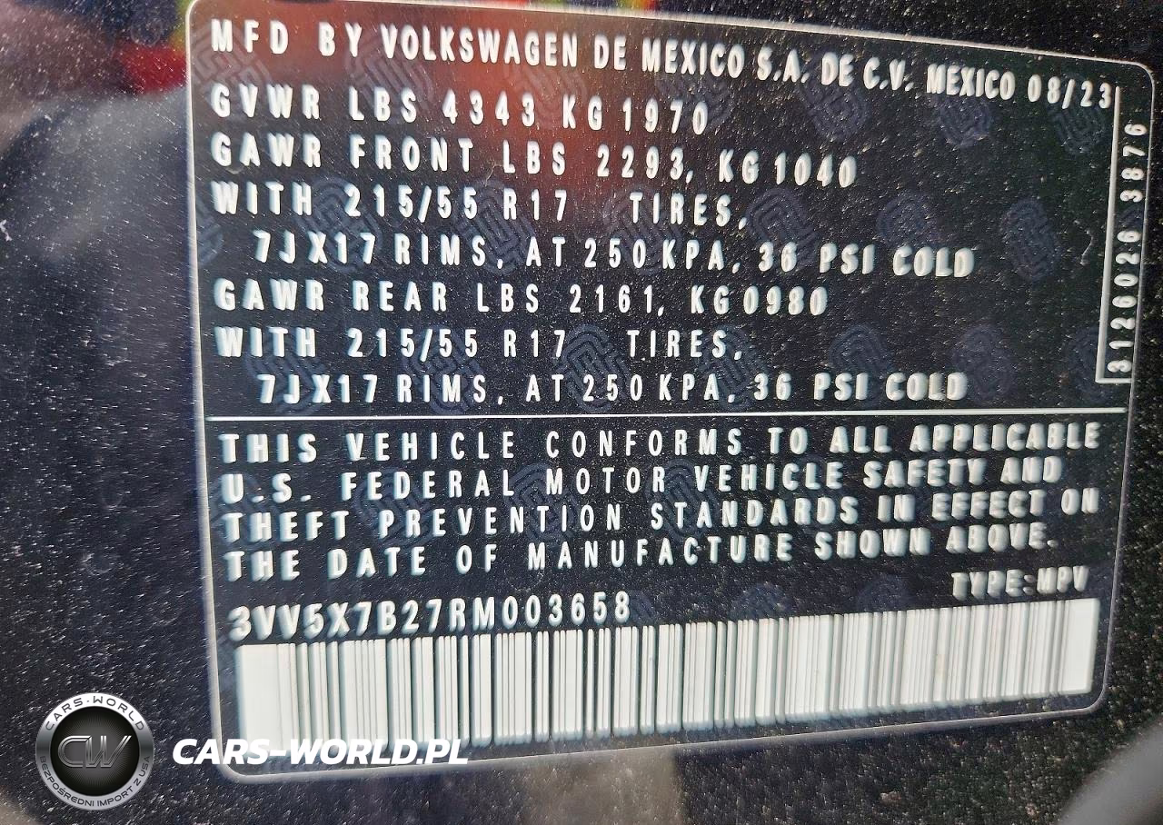 2024 Volkswagen Taos S VIN:3VV5X7B27RM003658 - 13