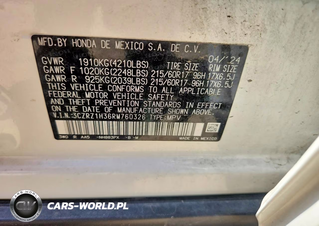 2024 Honda Hr-V Lx VIN:3CZRZ1H36RM760326 - 13