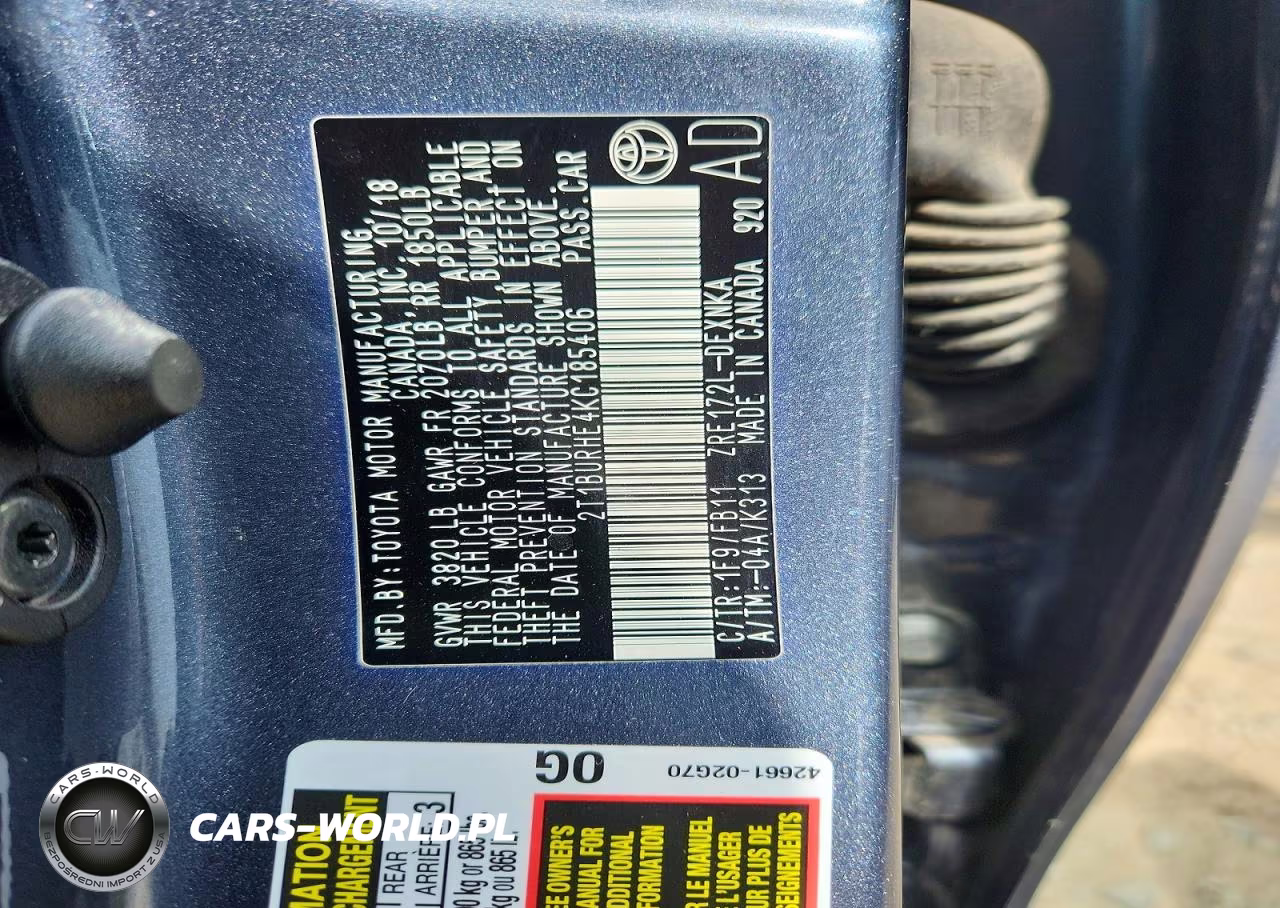 2019 Toyota Corolla Le VIN:2T1BURHE4KC185406 - 13