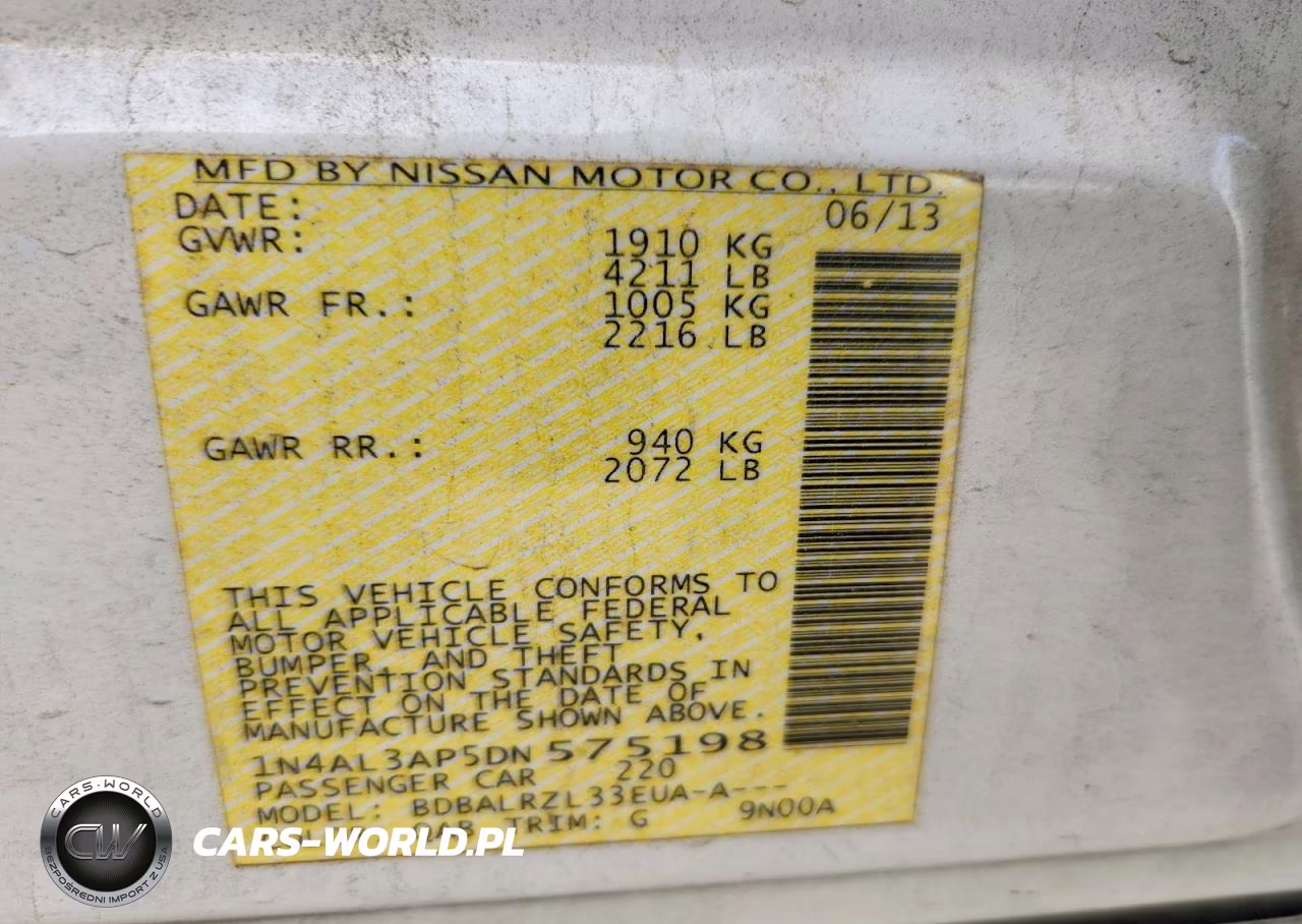 2013 Nissan Altima 2.5 VIN:1N4AL3AP5DN575198 - 12