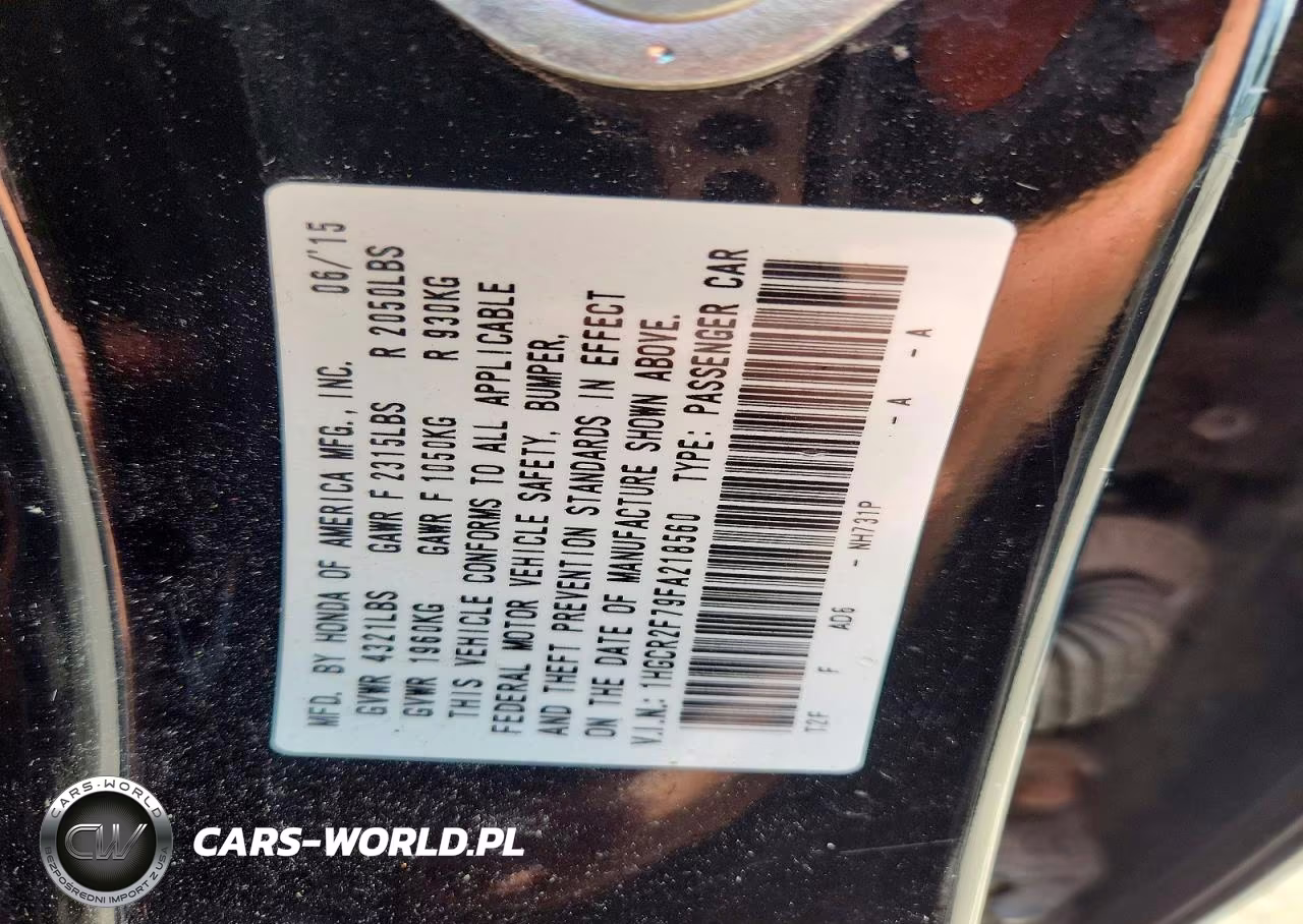 2015 Honda Accord Ex VIN:1HGCR2F79FA218560 - 12