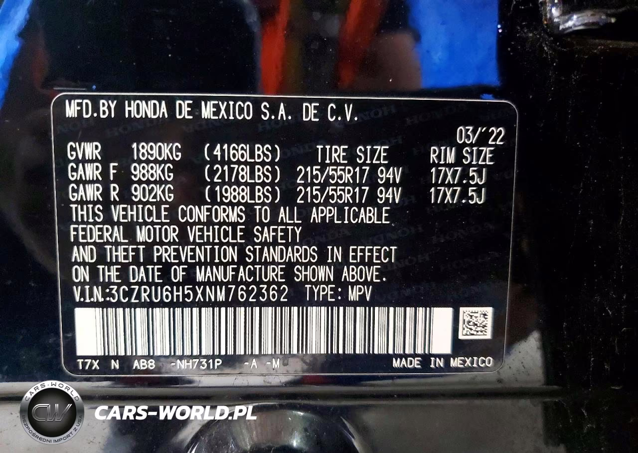 2022 Honda Hr-V Ex VIN:3CZRU6H5XNM762362 - 13