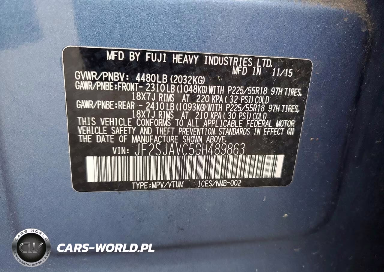 2016 Subaru Forester 2.5I Touring VIN:JF2SJAVC5GH489863 - 13