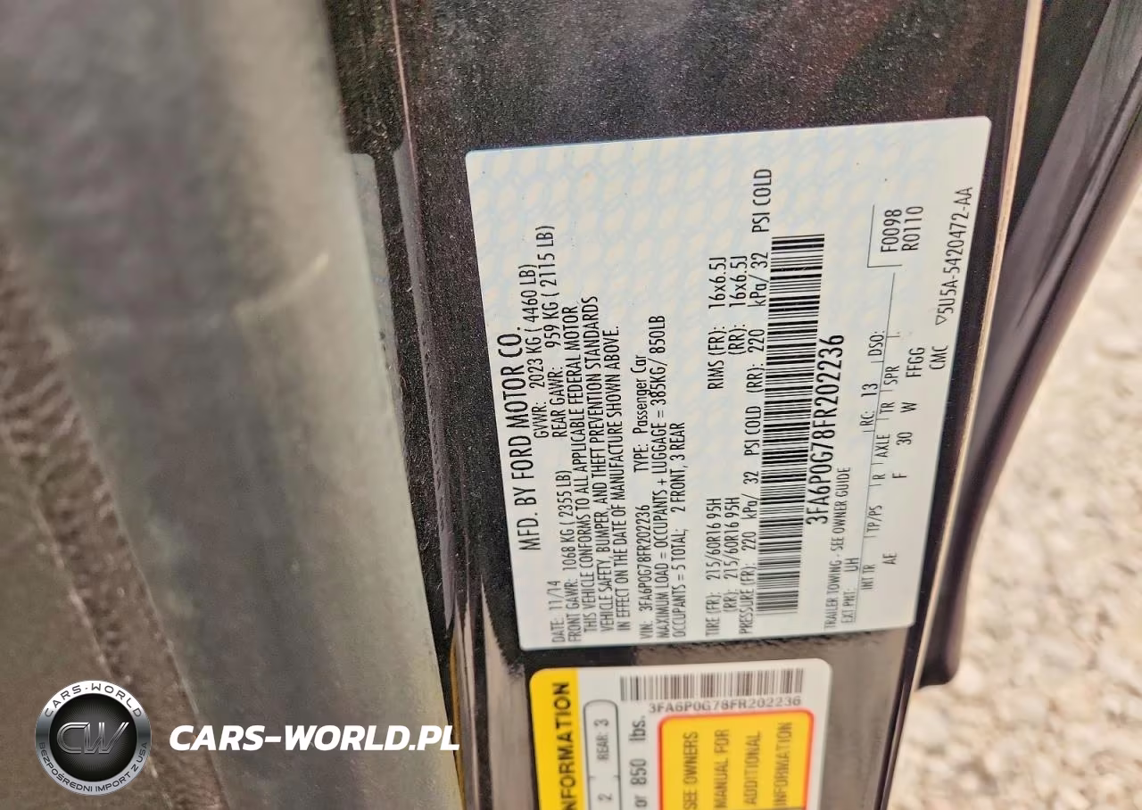 2015 Ford Fusion S VIN:3FA6P0G78FR202236 - 12